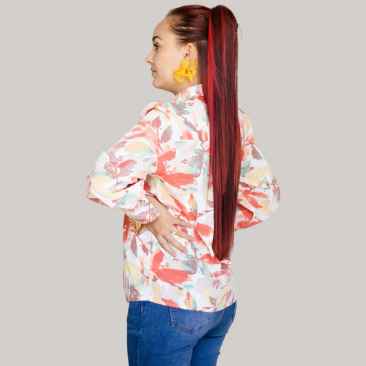 Floral Print Wrap Blouse