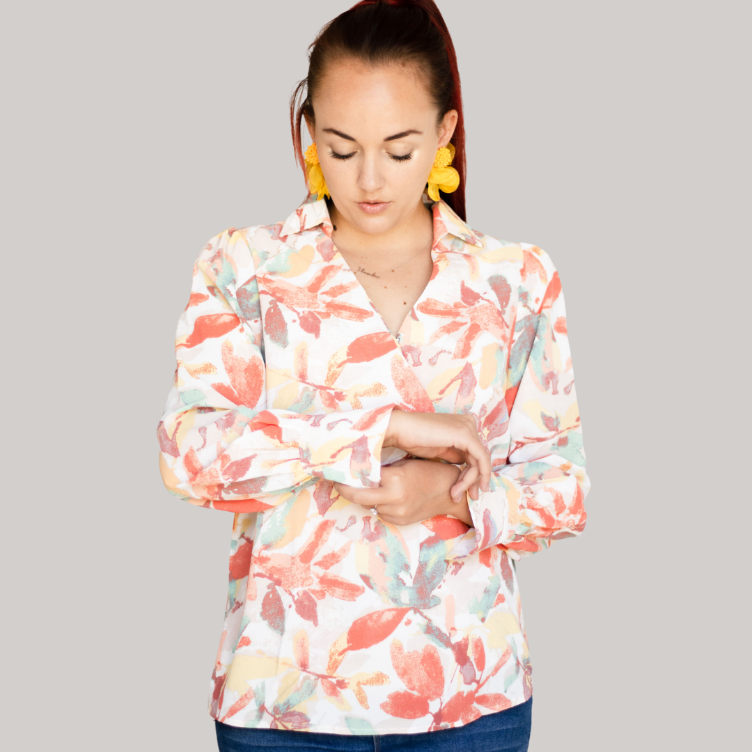 Floral Print Wrap Blouse