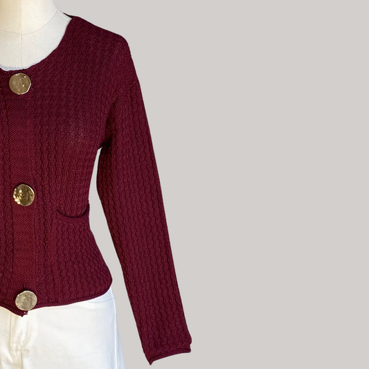 Jamie Knit Cardigan - Maroon