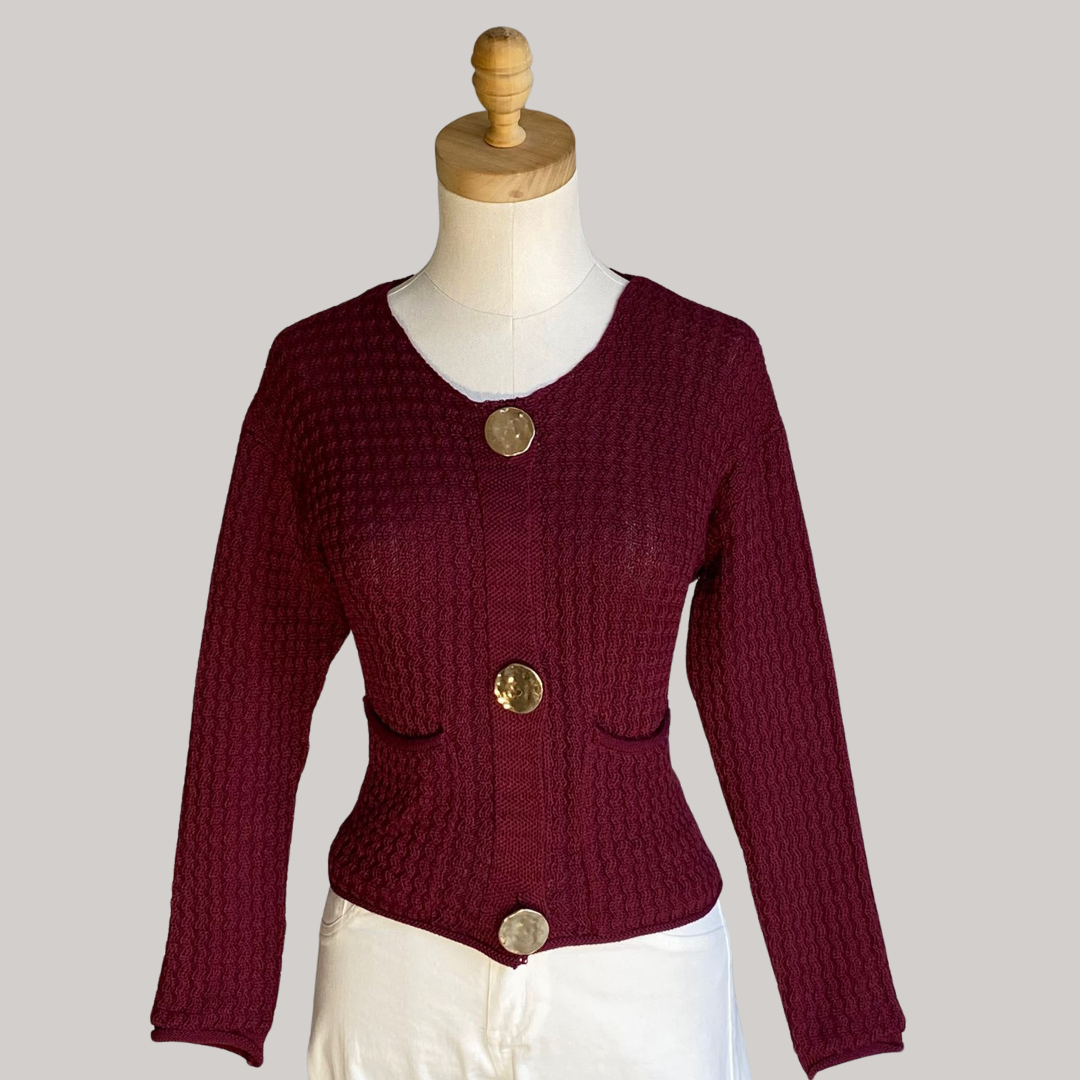 Jamie Knit Cardigan - Maroon