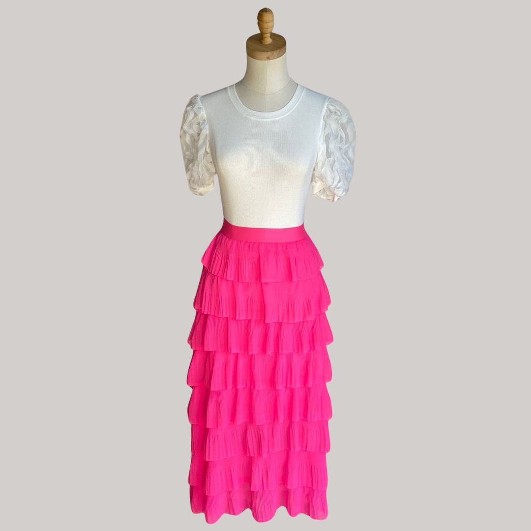Mia Ruffled Skirt - Hot Pink
