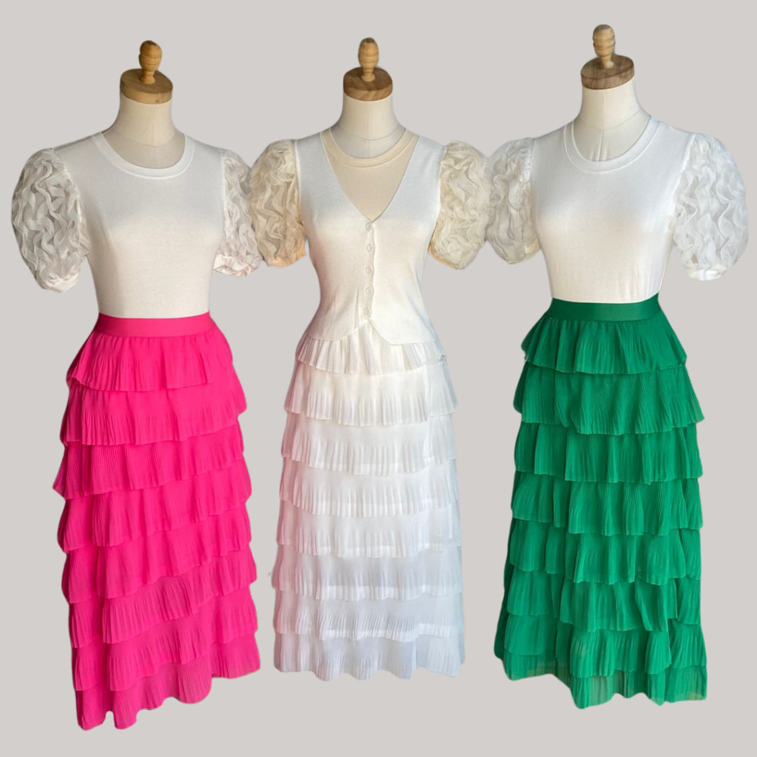 Mia Ruffled Skirt - Hot Pink