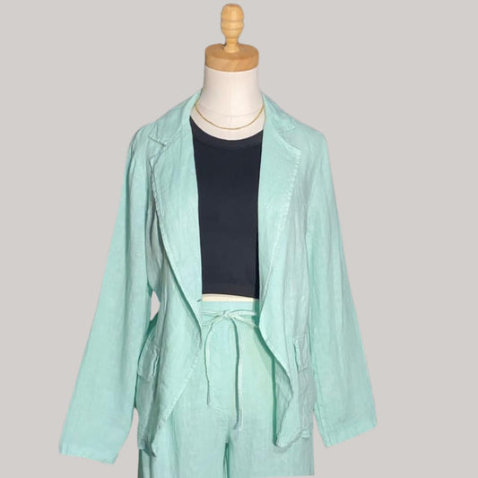 Capri Linen Jacket - MADE IN ITALY - Aqua
