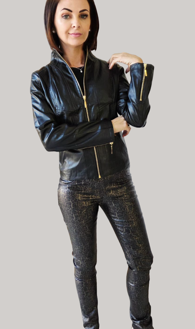 Iris Wax Leggings - Black and Gold