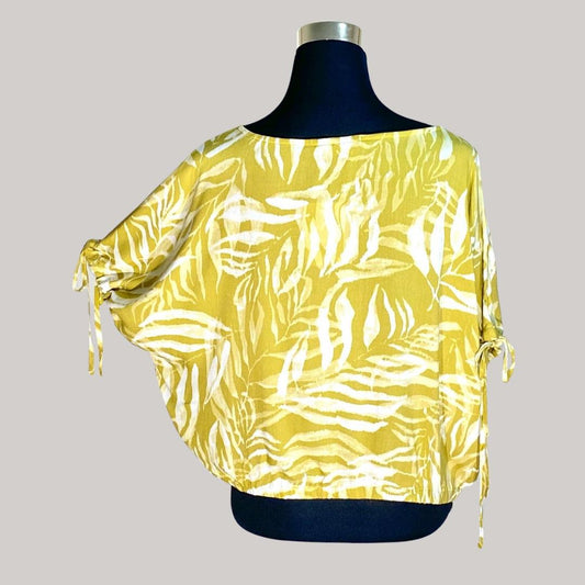 Callie Leaf Print Top - Mustard
