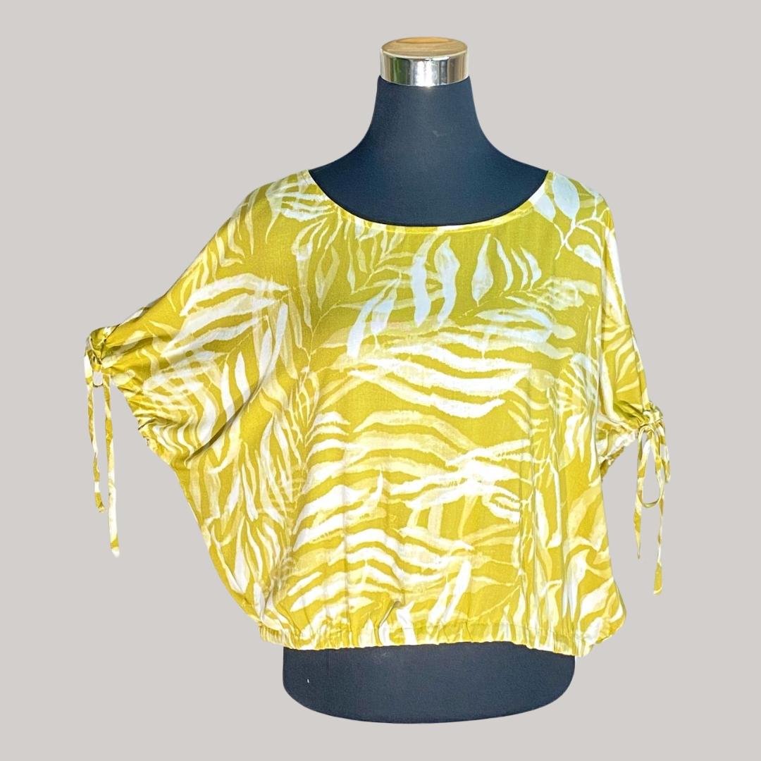 Callie Leaf Print Top - Mustard