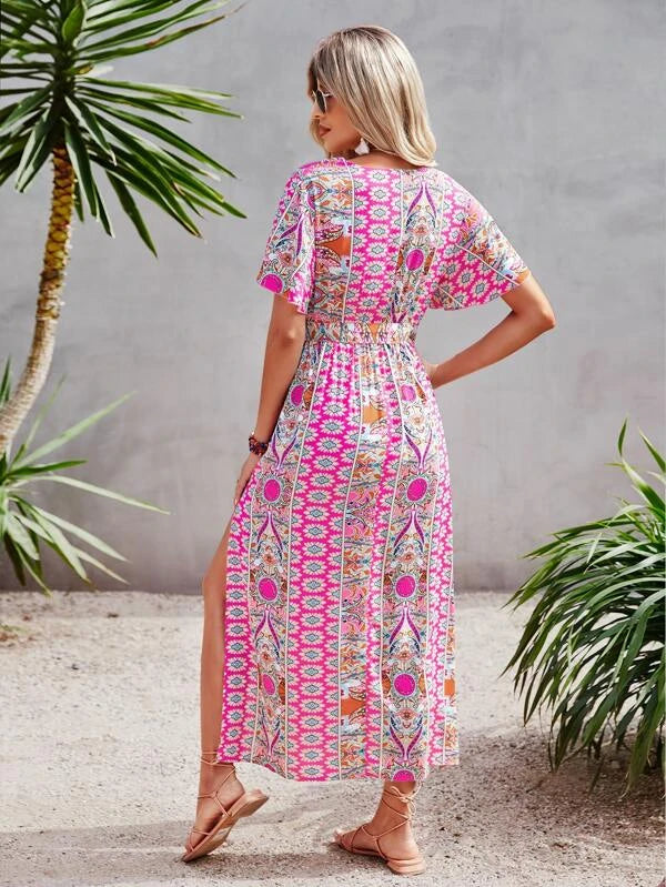 Pink Boho Print Dress