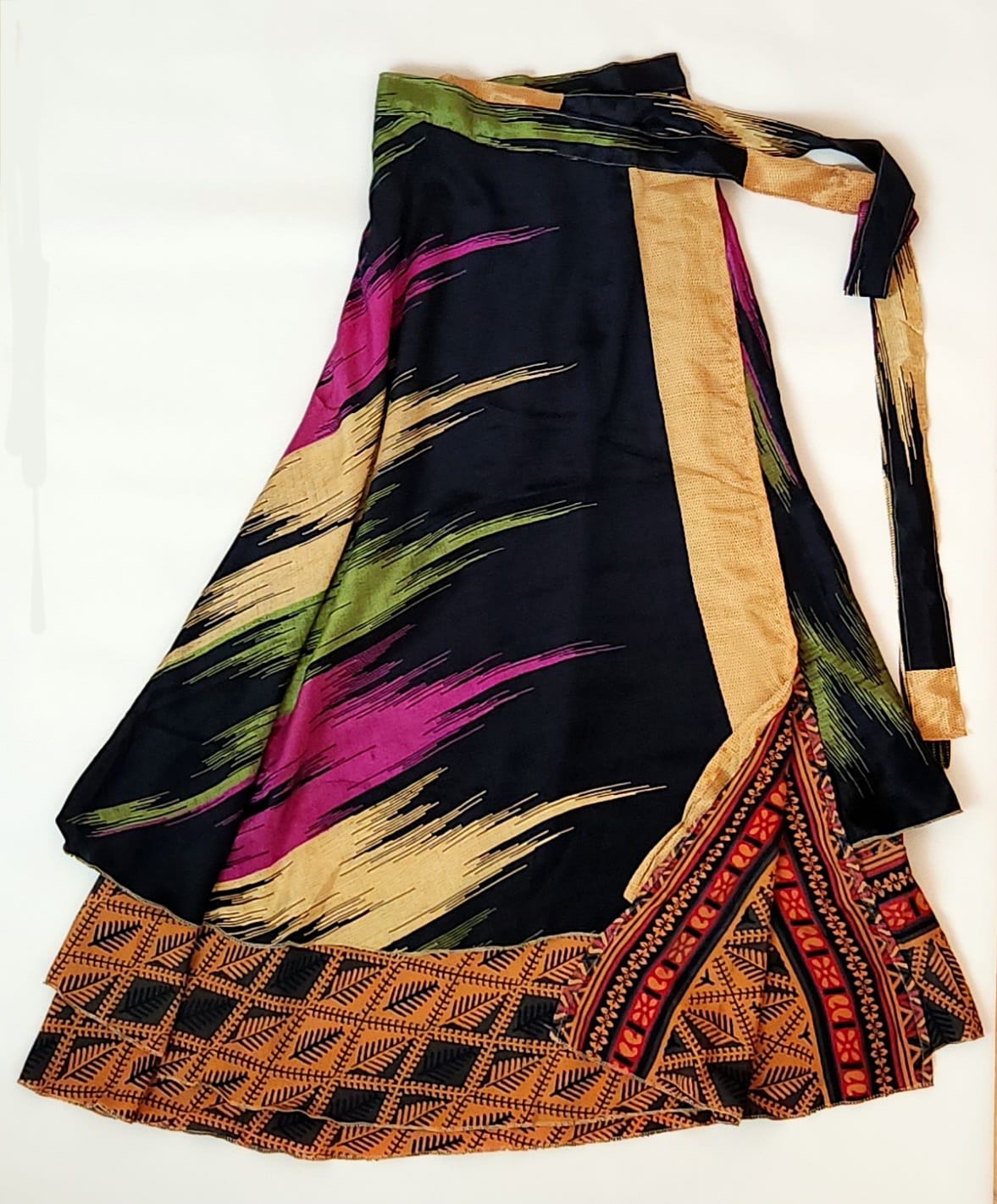 Indian Silk Wrap Skirt - Vibrant Gold