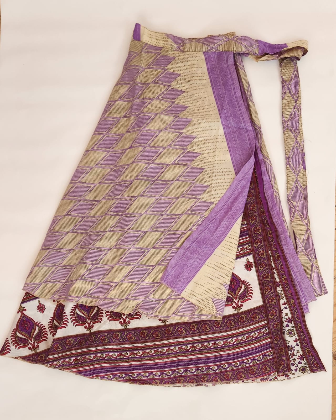 Indian Silk Wrap Skirt - Soft Lilac
