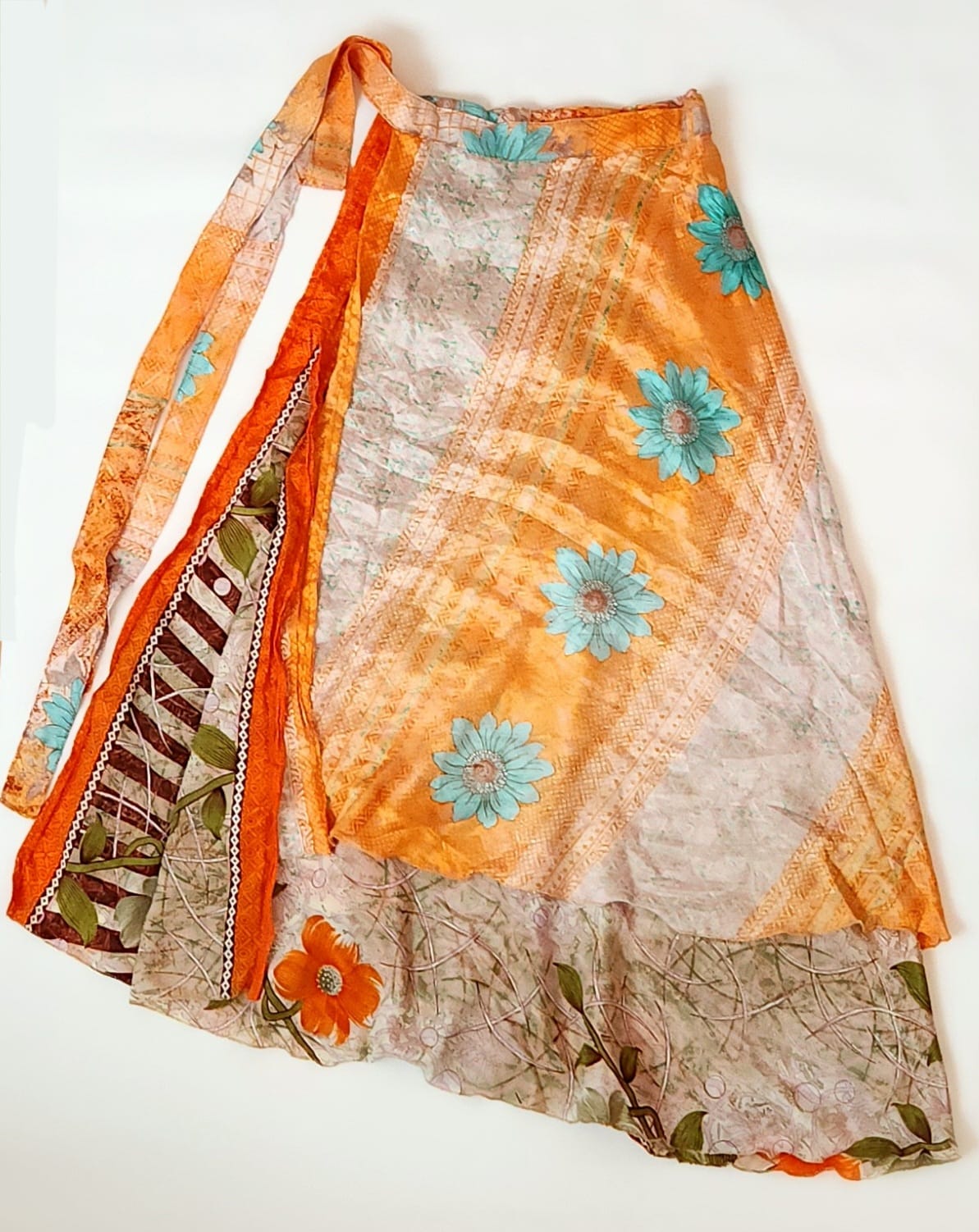 Indian Silk Wrap Skirt - Morning Sun Orange