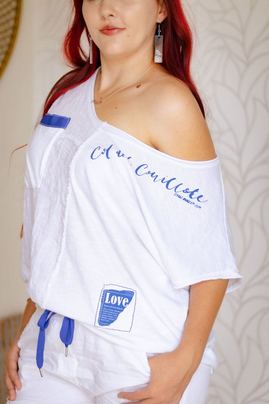 Made in Italy Love Tee - White and Blue