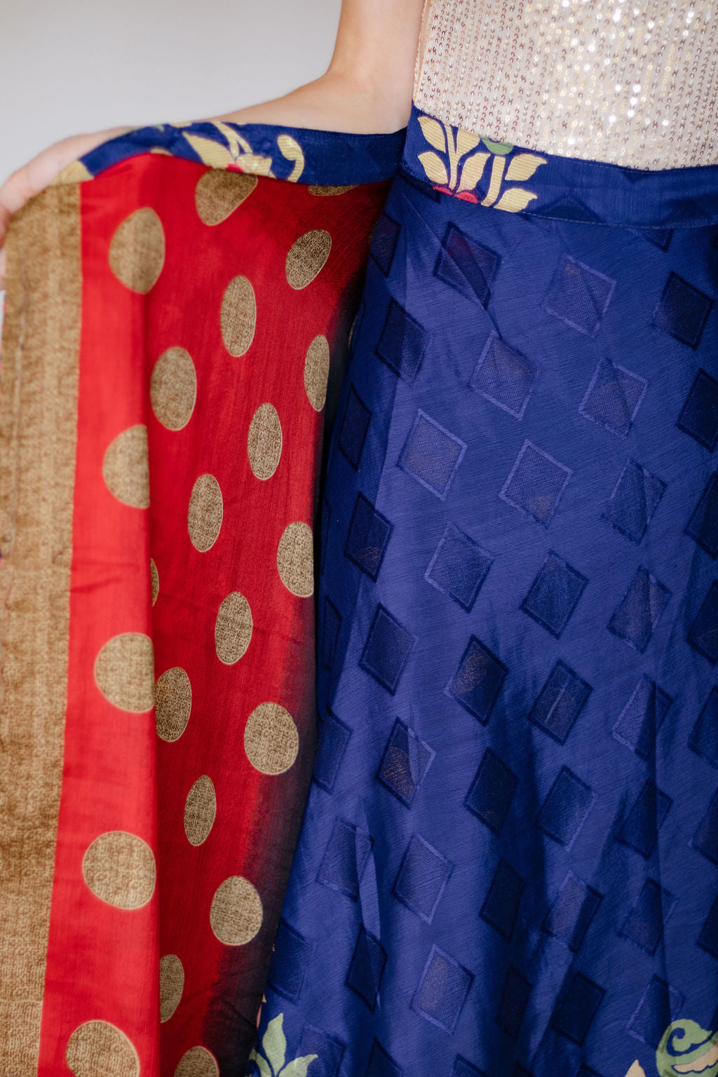 Indian Silk Wrap Skirt - Deep Sea Blue