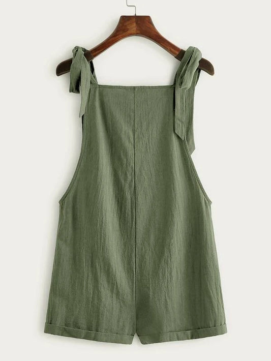 Cute Olive Green Overall Shorts