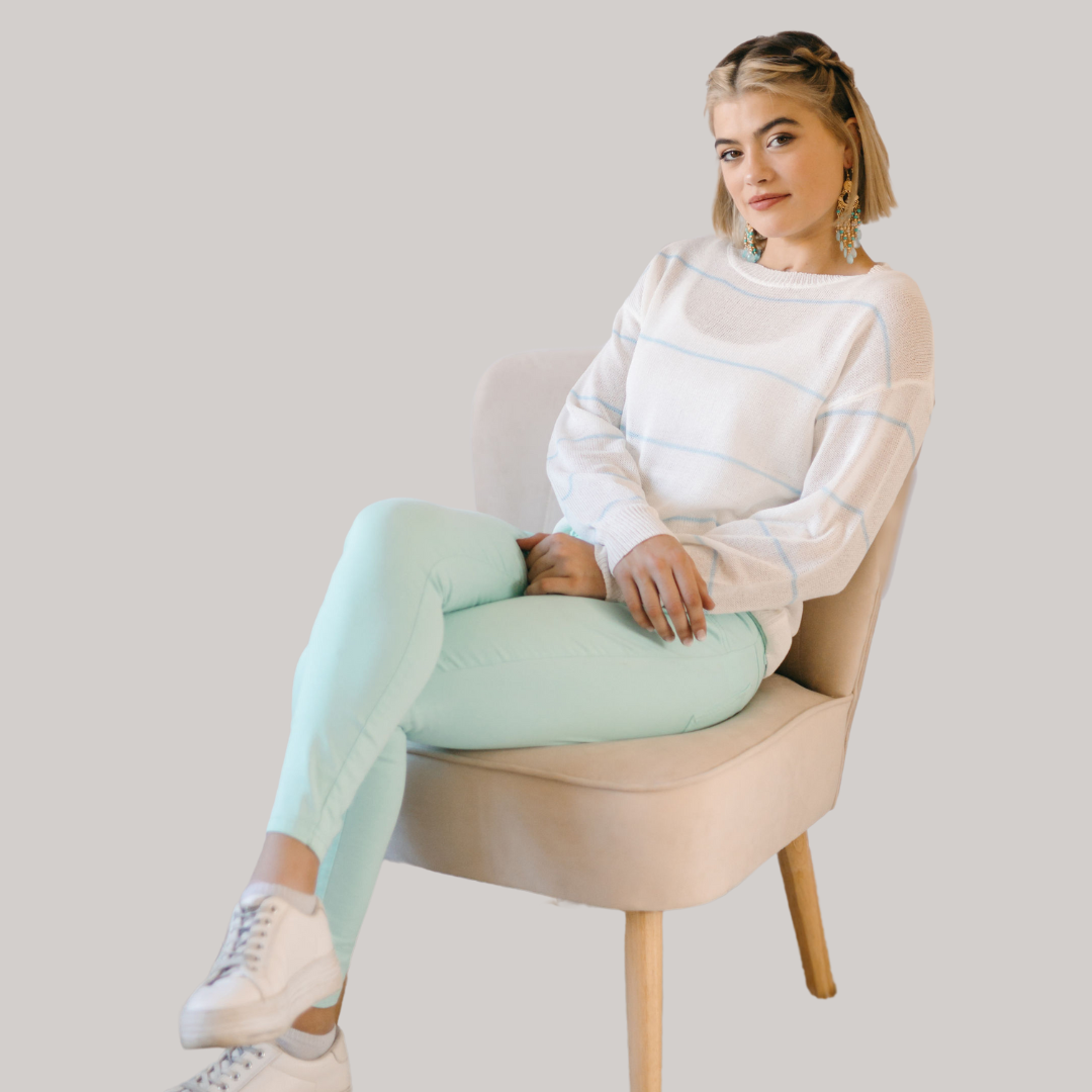 Bon Bon Soft Knit - White and Blue