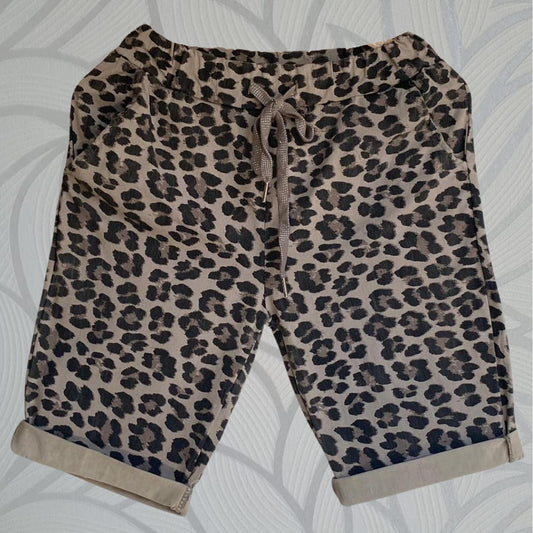 Beatrix Animal Print Shorts - Taupe