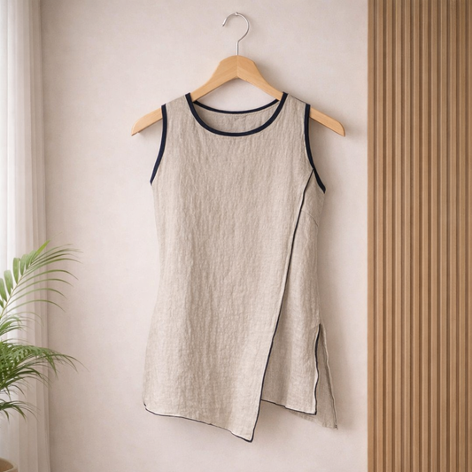 Tosca Black Trim Vest - Taupe - MADE IN ITALY