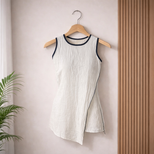 Tosca Black Trim Vest - Stone - MADE IN ITALY