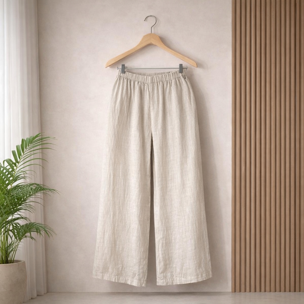 Tosca Linen Palazzo Pant - MADE IN ITALY - Taupe