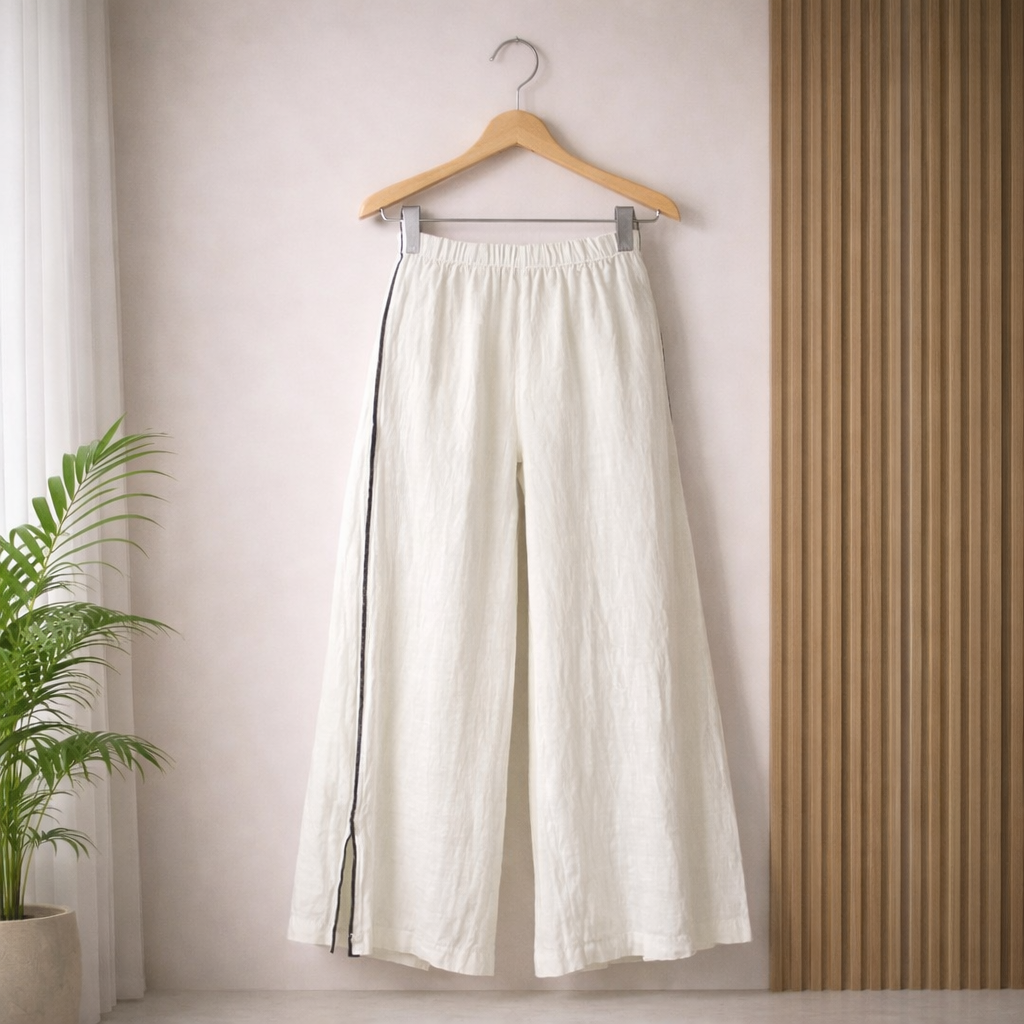 Tosca Linen Palazzo Pant - MADE IN ITALY - Stone