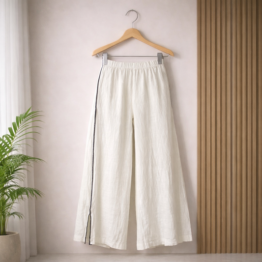 Tosca Linen Palazzo Pant - MADE IN ITALY - Stone