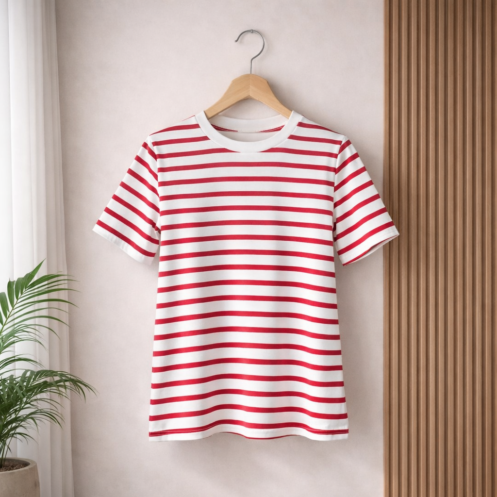White with Red Stripes Top