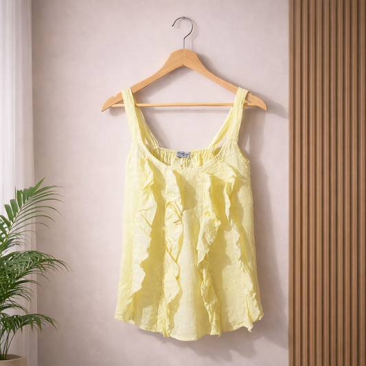 Capri Ruffle Top - Butter Yellow - MADE IN ITALY