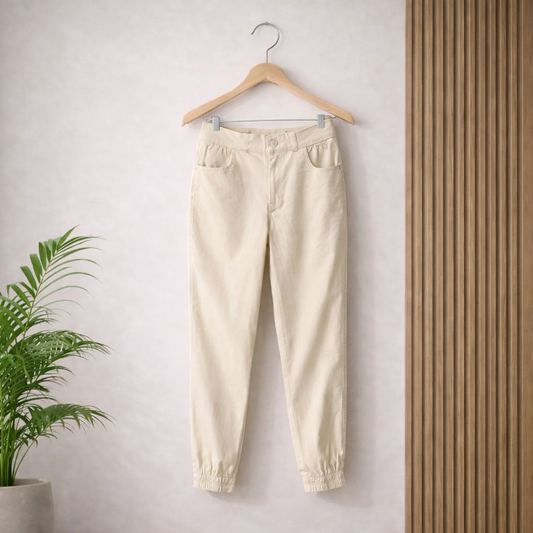 Cream Luxe Jogger Pants for Women | Elevated Casualwear | Soft-Touch Premium Fit