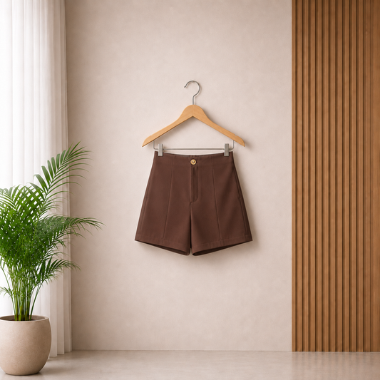 Harper Luxe Tailored Shorts- Chocolate Brown