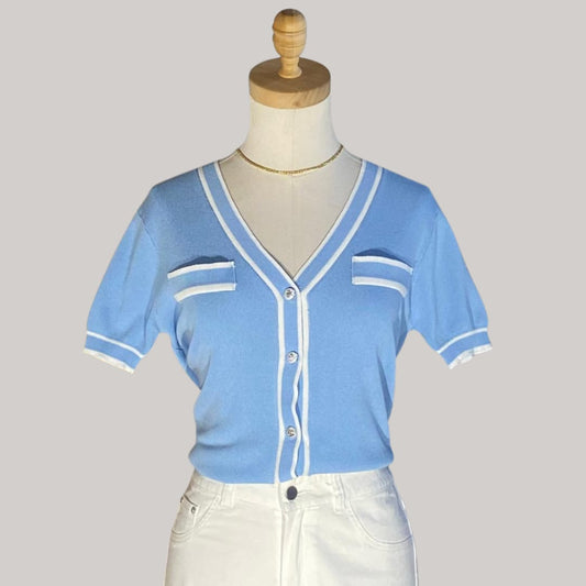 Dawn Knit Top - Sky Blue