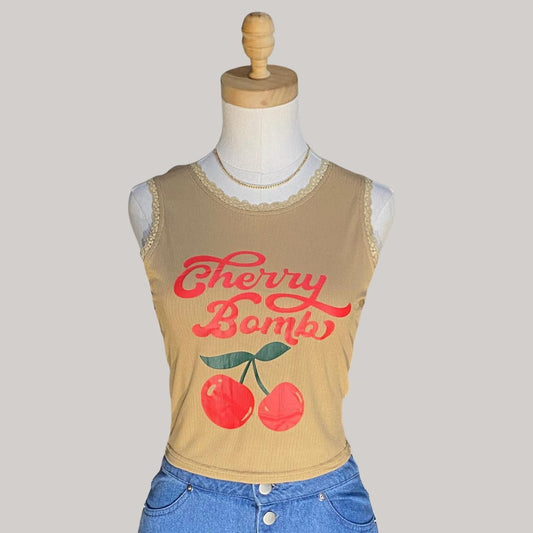 Cherry Bomb Tank Top - Brown