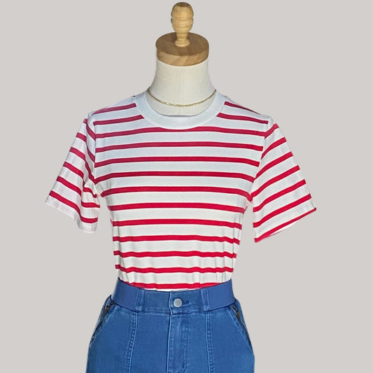 White with Red Stripes Top