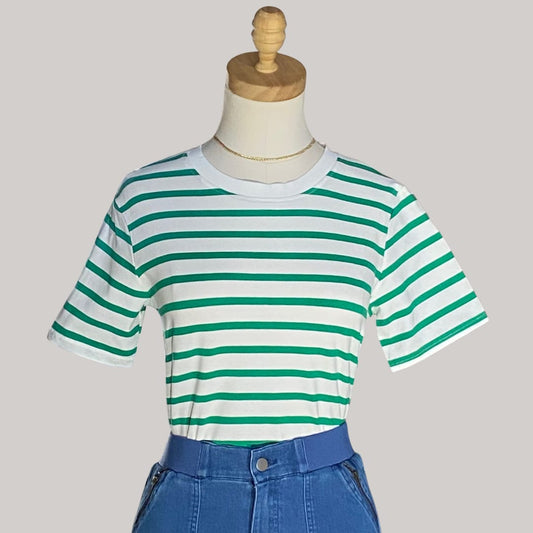 White with Green Stripes Top