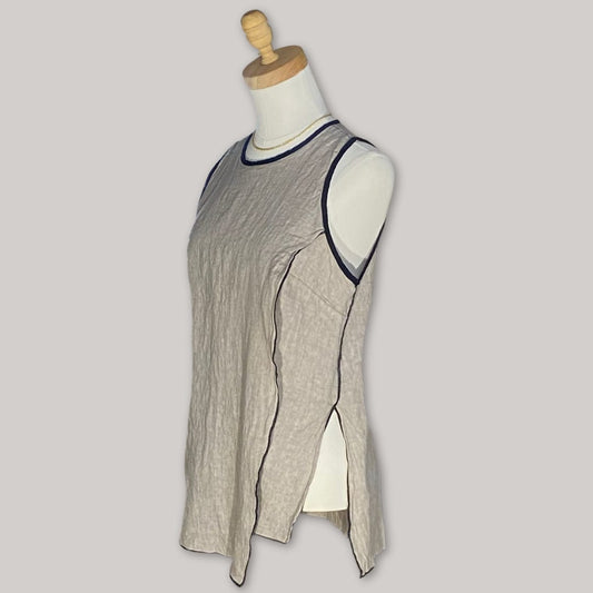 Tosca Black Trim Vest - Taupe - MADE IN ITALY