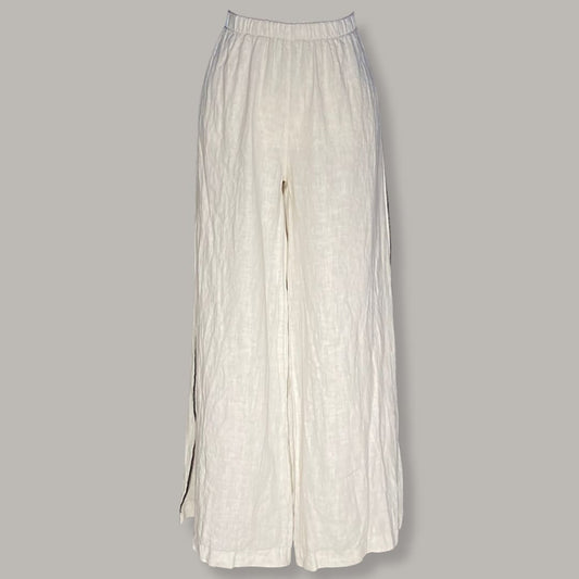 Tosca Linen Palazzo Pant - MADE IN ITALY - Stone