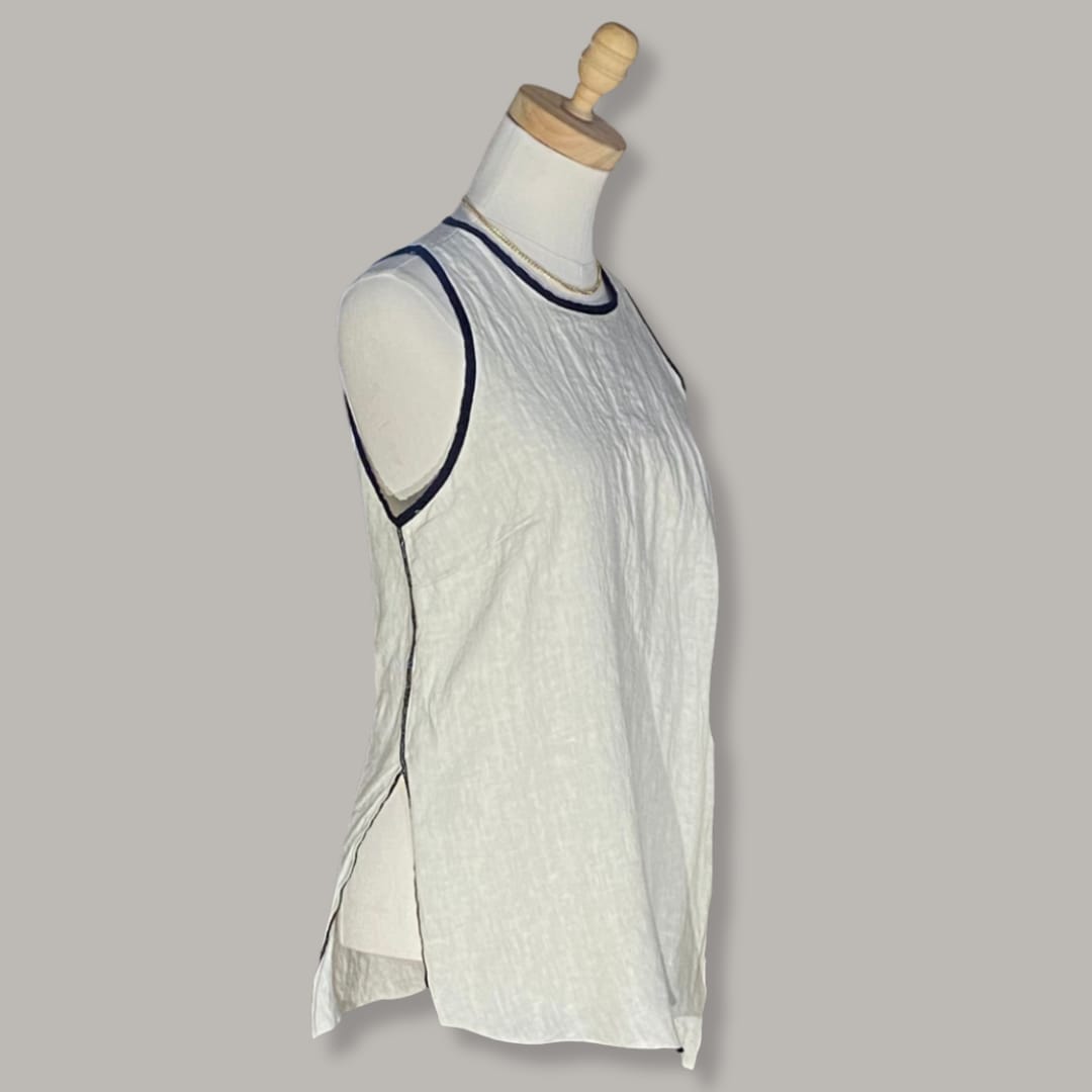 Tosca Black Trim Vest - Stone - MADE IN ITALY