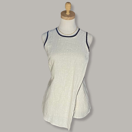 Tosca Black Trim Vest - Stone - MADE IN ITALY