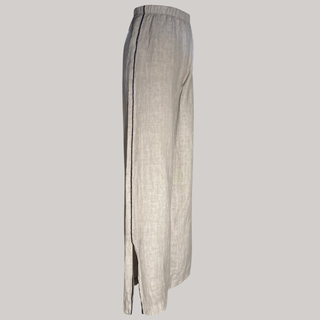 Tosca Linen Palazzo Pant - MADE IN ITALY - Taupe
