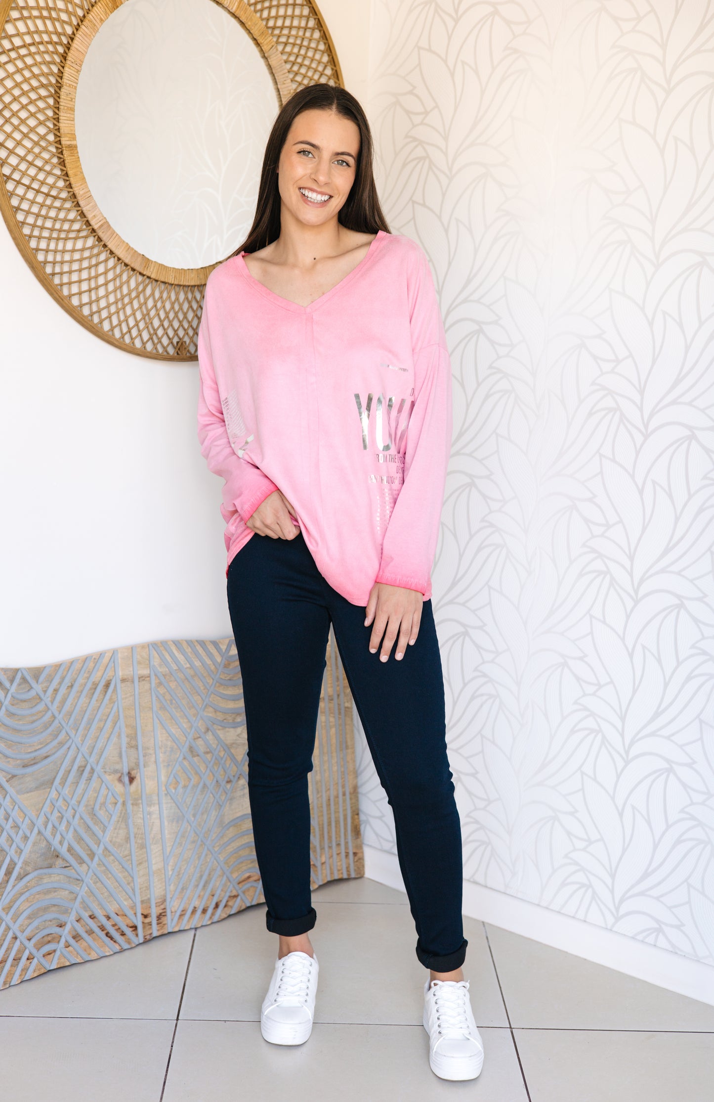 Sophia - Funky Washed Top - PINK