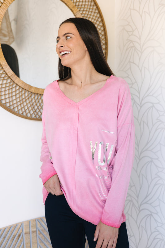 Sophia - Funky Washed Top - PINK