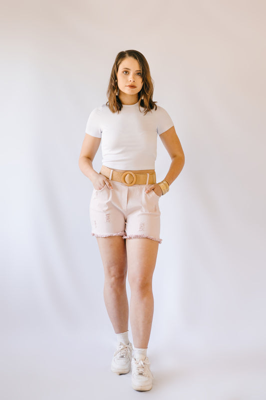 Claudia Fray Hem Shorts - Pink