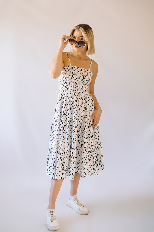 Dashy Midi Dress - White with Black