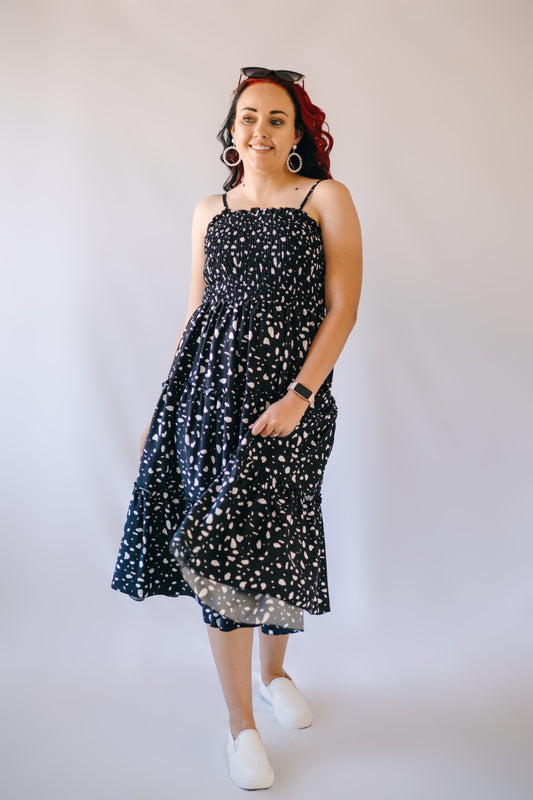 Dashy Midi Dress - Black With White