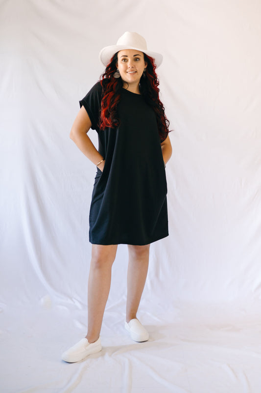 Beach T-Shirt Dress - Black