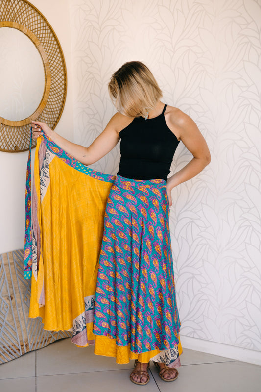 Indian Silk Wrap Skirt - Sunny Kisses