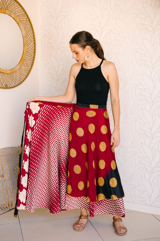 Indian Silk Wrap Skirt - Golden Season