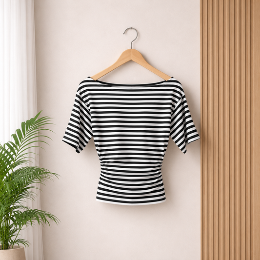 The Mila Striped Top - White & Black