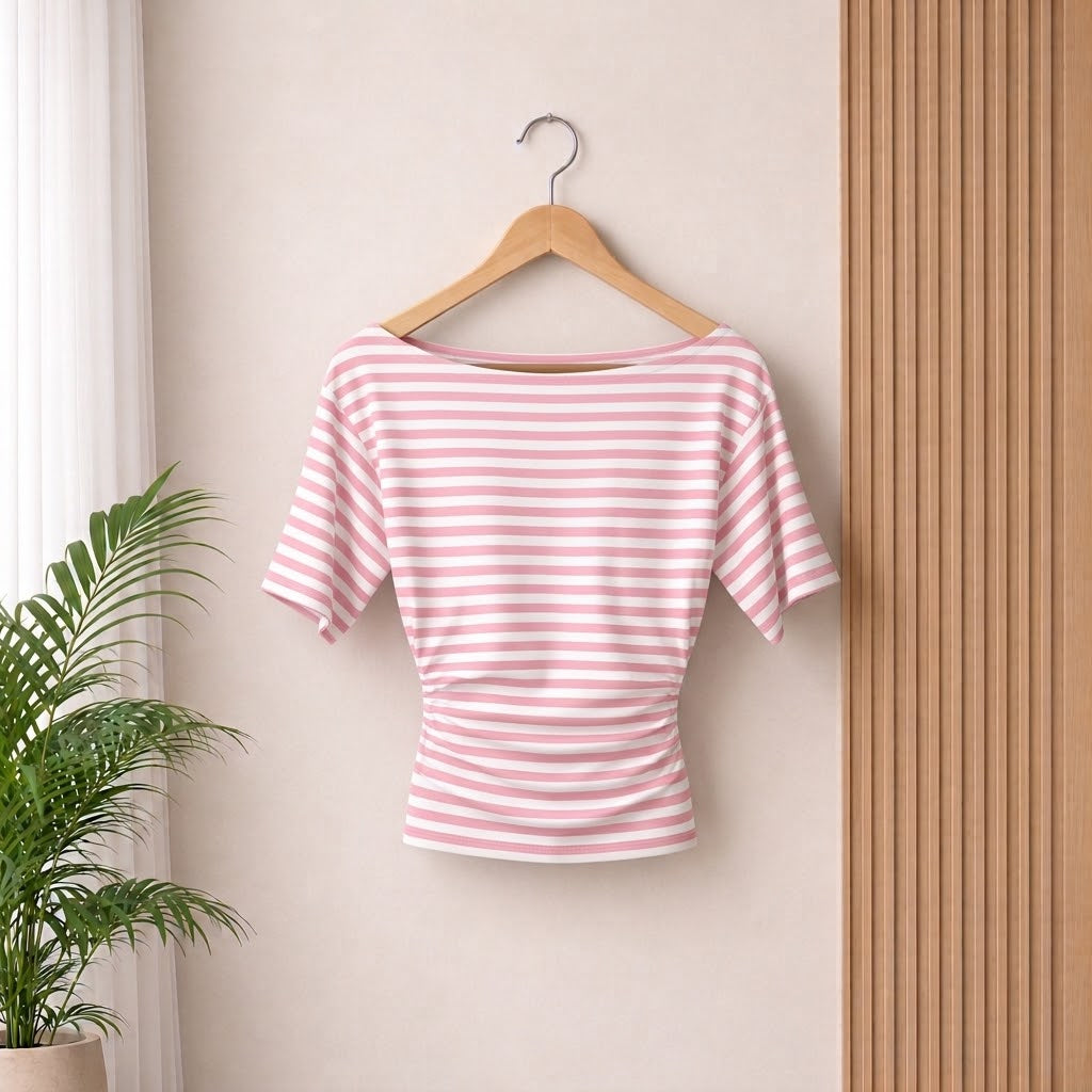 The Mila Striped Top - White & Pink