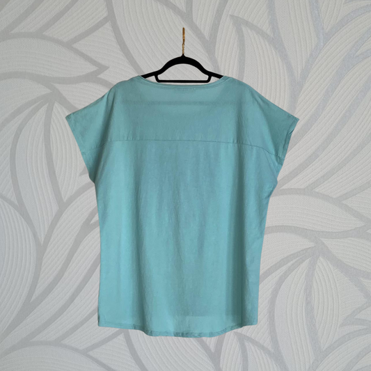 Ines Foil Heart Top - Aqua