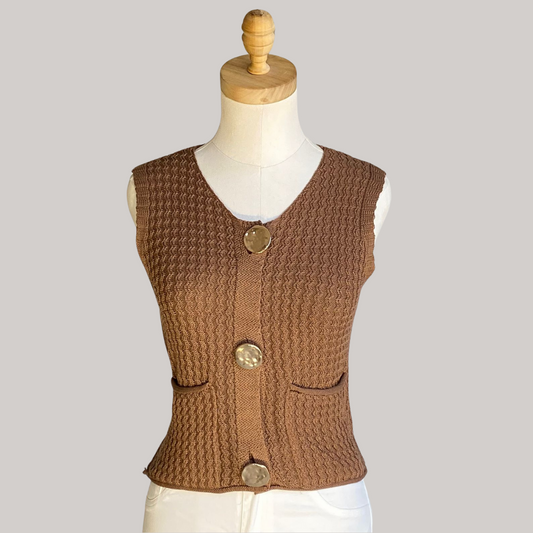 Jamie Knit Waistcoat - Chocolate Brown