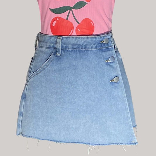 Denim Skort - Light Blue